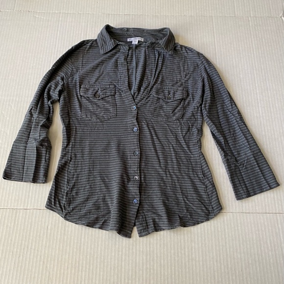 Standard James Perse blue and grey striped knit side panel shirt size 1 - Picture 5 of 14